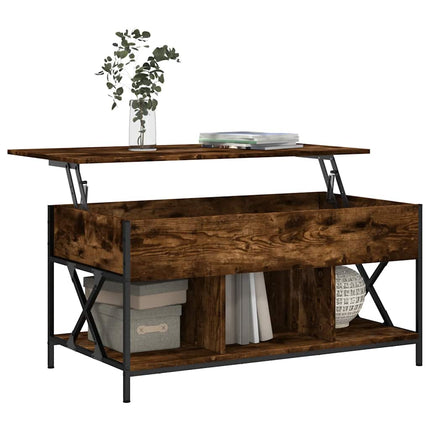 Soffbord rökfärgad ek 100x55x50 cm konstruerat trä och metall