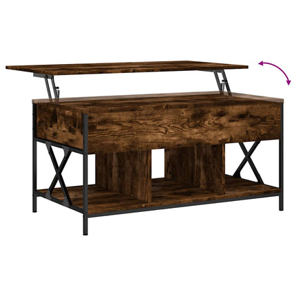 Soffbord rökfärgad ek 100x55x50 cm konstruerat trä och metall