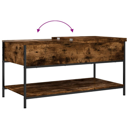 Soffbord rökfärgad ek 100x50x50 cm konstruerat trä och metall