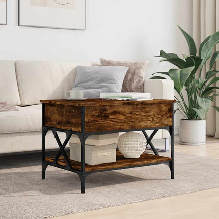 Soffbord rökfärgad ek 70x50x50 cm konstruerat trä och metall