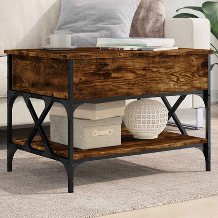 Soffbord rökfärgad ek 70x50x50 cm konstruerat trä och metall