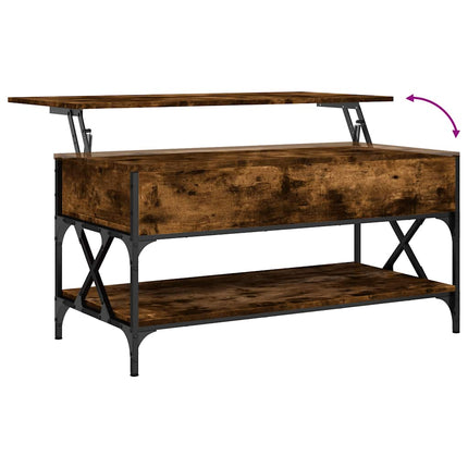 Soffbord rökfärgad ek 100x50x50 cm konstruerat trä och metall