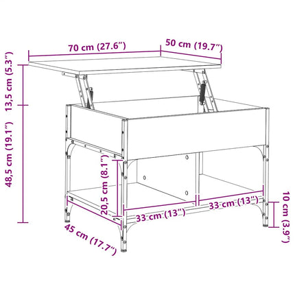 Soffbord svart 70x50x50 cm konstruerat trä och metall