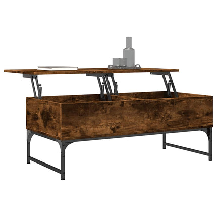 Soffbord rökfärgad ek 100x50x40 cm konstruerat trä och metall