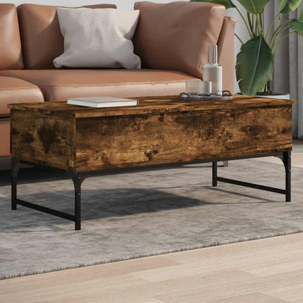 Soffbord rökfärgad ek 100x50x40 cm konstruerat trä och metall