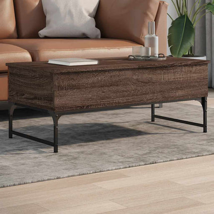 Soffbord brun ek 100x50x40 cm konstruerat trä och metall