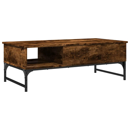 Soffbord rökfärgad ek 100x50x35 cm konstruerat trä och metall