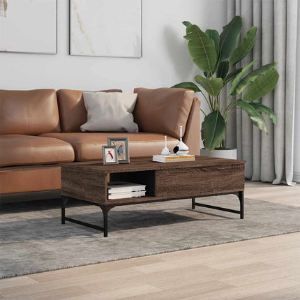 Soffbord brun ek 100x50x35 cm konstruerat trä och metall