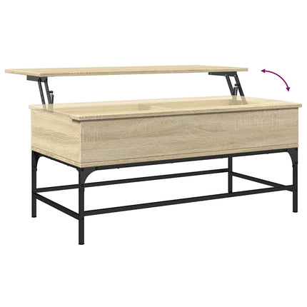 Soffbord sonoma-ek 100x50x45 cm konstruerat trä och metall