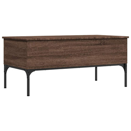 Soffbord brun ek 100x50x45 cm konstruerat trä och metall