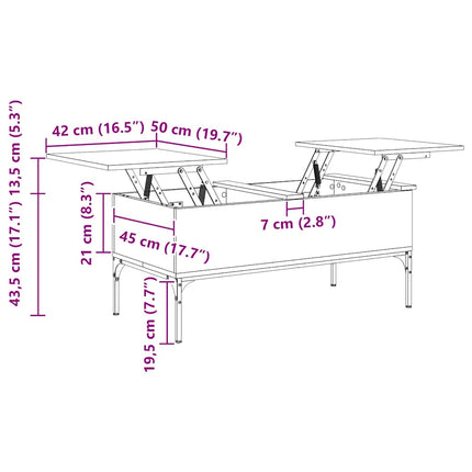 Soffbord brun ek 100x50x45 cm konstruerat trä och metall