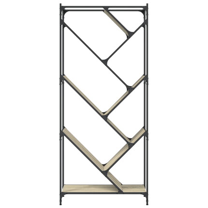 Bokhylla sonoma-ek 79x30x180 cm konstruerat trä och metall
