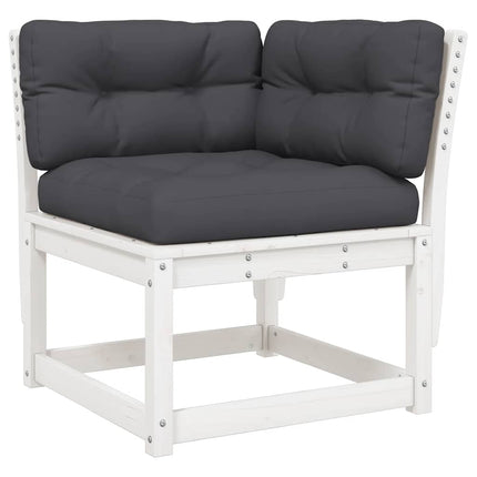 Loungegrupp med dynor 7 delar vit massiv furu