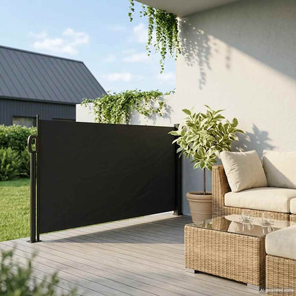 Indragbar sidomarkis svart 120x500 cm