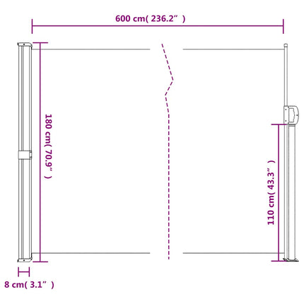Infällbar sidomarkis 180x600 cm antracit