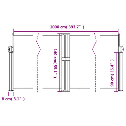 Infällbar sidomarkis antracit 140x1000 cm