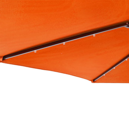 Trädgårdsparasoll med LEDs/stålstång terrakotta 225x225x212cm
