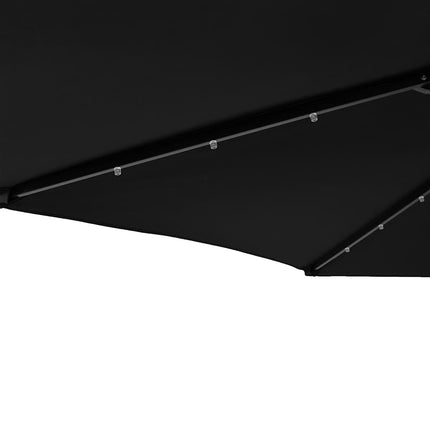 Trädgårdsparasoll med LEDs och stålstång svart 225x225x212cm