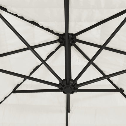 Trädgårdsparasoll med stålstång vit 288x288x225 cm