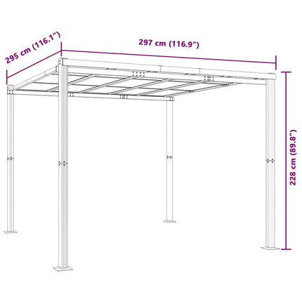 Lusthus antracit 3x3 m aluminium