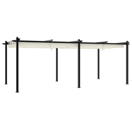 Paviljong med infällbart tak gräddvit 3x6 m aluminium