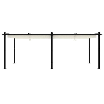 Paviljong med infällbart tak gräddvit 3x6 m aluminium