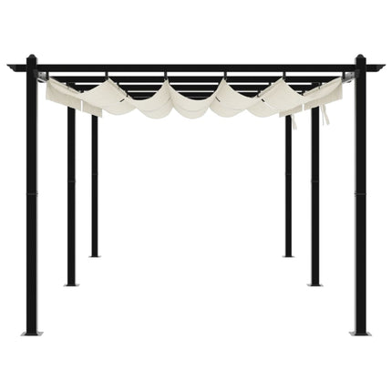 Paviljong med infällbart tak gräddvit 3x6 m aluminium