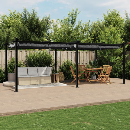 Paviljong med infällbart tak antracit 3x6 m aluminium