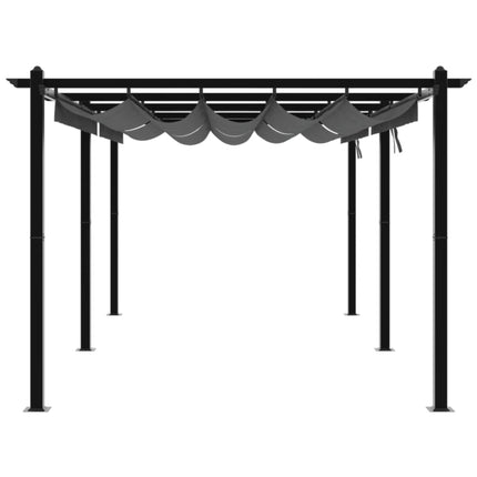 Paviljong med infällbart tak antracit 3x6 m aluminium
