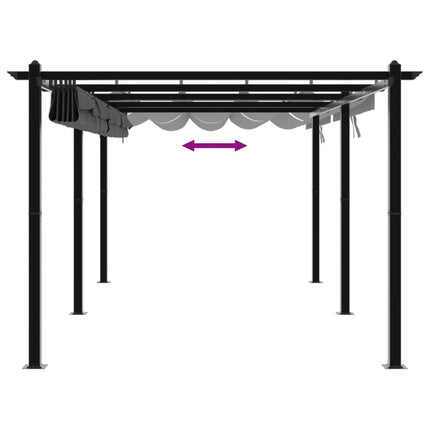 Paviljong med infällbart tak antracit 3x6 m aluminium