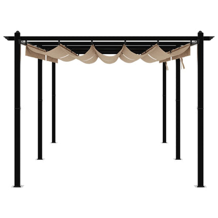 Paviljong med infällbart tak taupe 3x6 m aluminium