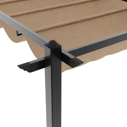 Paviljong med infällbart tak taupe 3x6 m aluminium