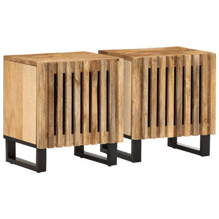 Nattduksbord 2 st 40x34x46 cm massivt grovt mangoträ