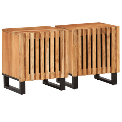 Nattduksbord 2 st 40x34x46 cm massivt akaciaträ