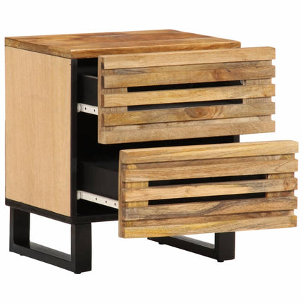 Nattduksbord 2 st 40x34x46 cm massivt grovt mangoträ
