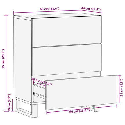 Skänk 60x34x75 cm massivt akaciaträ
