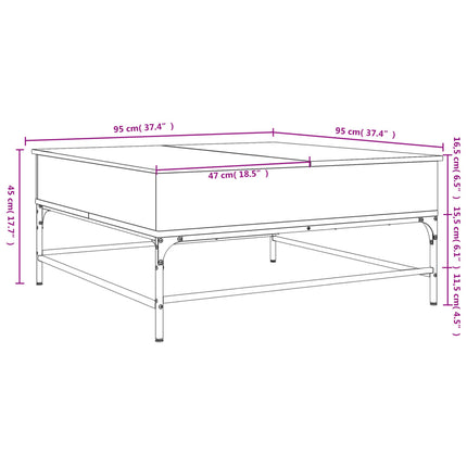 Soffbord sonoma-ek 95x95x45 cm konstruerat trä och järn