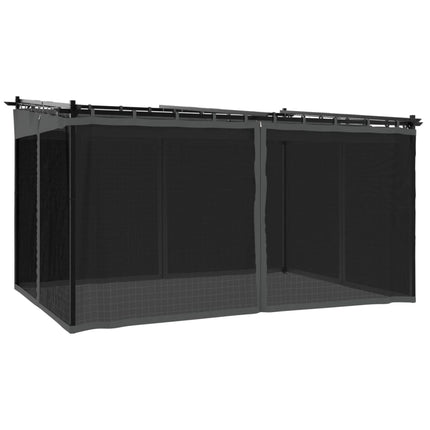 Paviljong med nätväggar antracit 4x3 m stål