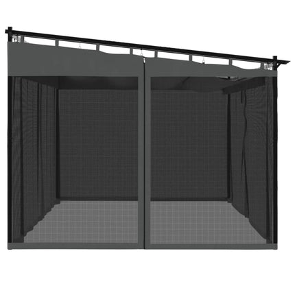 Paviljong med nätväggar antracit 4x3 m stål