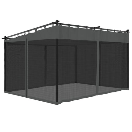 Paviljong med nätväggar antracit 4x3 m stål