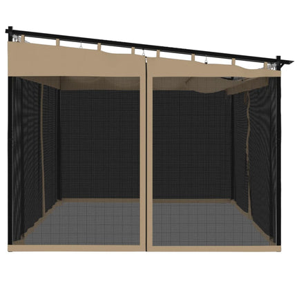 Paviljong med nätväggar taupe 4x3 m stål