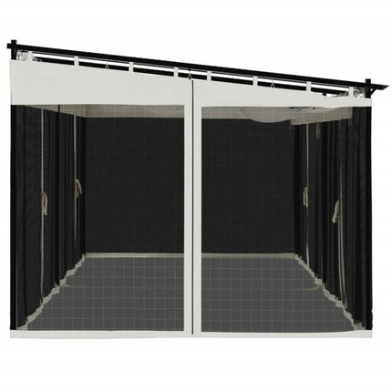 Paviljong med nätväggar gräddvit 6x3 m stål