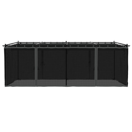 Paviljong med nätväggar antracit 6x3 m stål