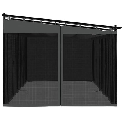 Paviljong med nätväggar antracit 6x3 m stål