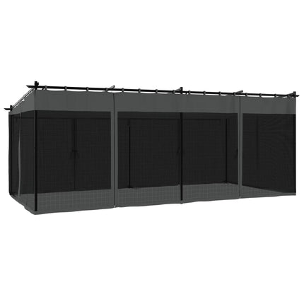 Paviljong med nätväggar antracit 6x3 m stål