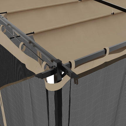 Paviljong med nätväggar taupe 6x3 m stål