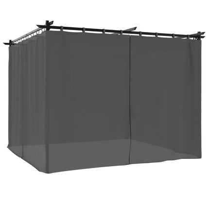 Paviljong med draperi antracit 3x3 m stål