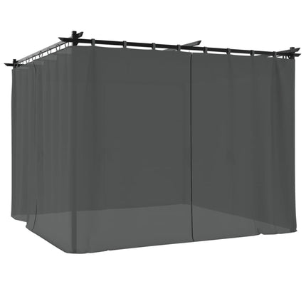 Paviljong med draperi antracit 3x3 m stål