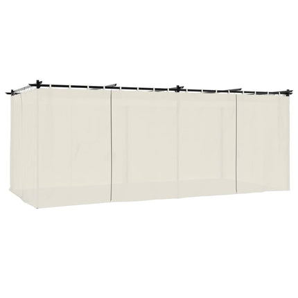 Paviljong med draperi gräddvit 6x3 m stål
