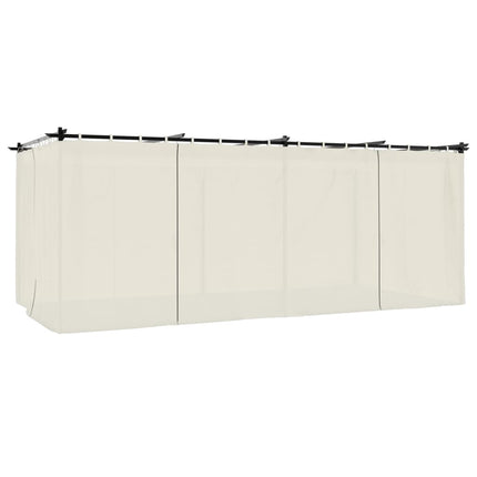 Paviljong med draperi gräddvit 6x3 m stål